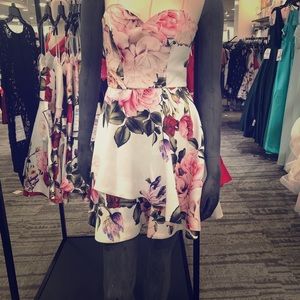 B Darlin Floral Strapless Dress